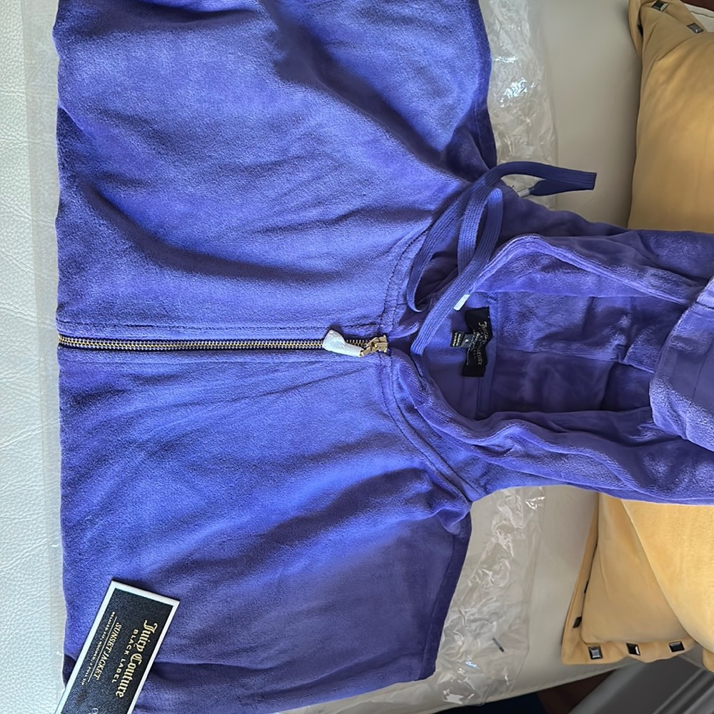 Juicy Couture “black label” SIGNET blue Velour hoodie and pants set